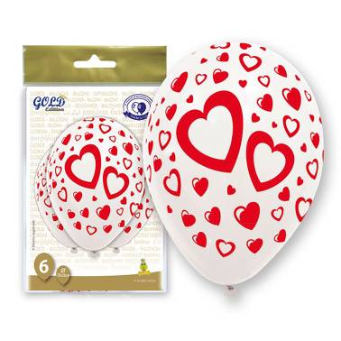 Globos Bicolor Corazones, 6 un