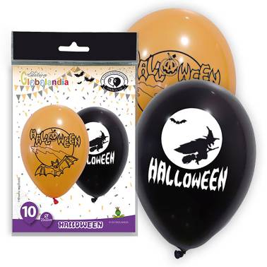 Globos Halloween Naranjas y negro, 10 un.