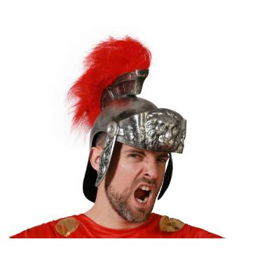 CASCO ROMANO PLASTICO C/CRESTA ROJA