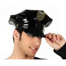 Sombrero Policia Polipiel Negro