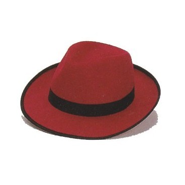 Sombrero Gánster Fieltro Rojo Grande