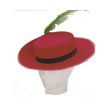 Sombrero Mosquetero Fieltro Rojo