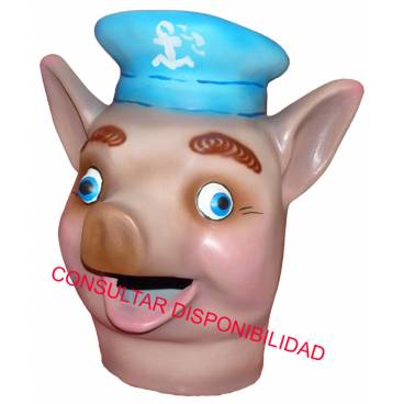Cabezudo para Niño Cerdito Marinero Grande