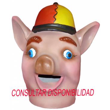 Cabezudo Infantil Cerdito Jockey