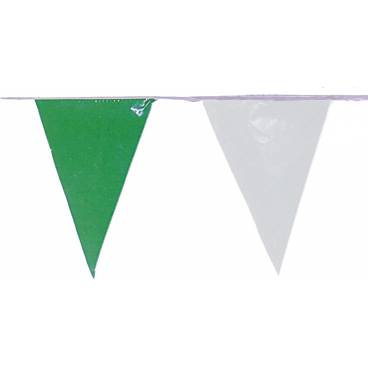 Bandera Triangulo Plástico Blanco y Verde, 50 mts.
