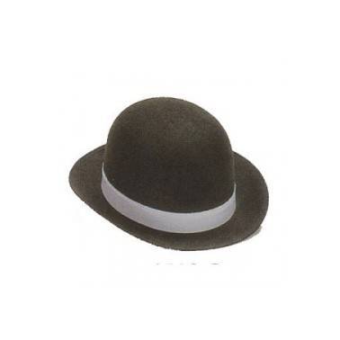 Sombrero Bombín Fieltro Negro con Cinta Blanca