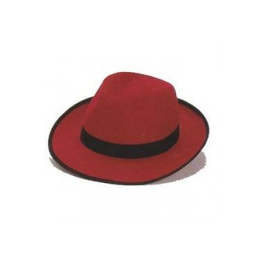 Sombrero Gánster Fieltro Rojo Grande