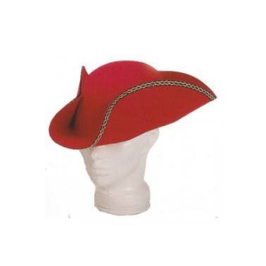 Sombrero Tres Picos Fieltro Rojo