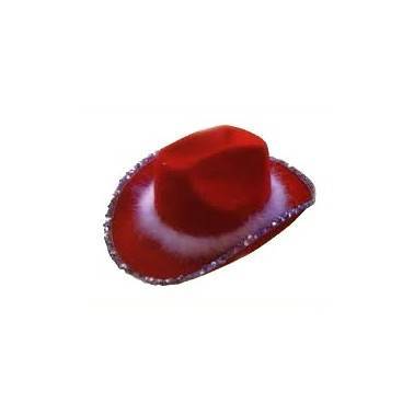 Sombrero Cowboy Lentejuelas Rojo