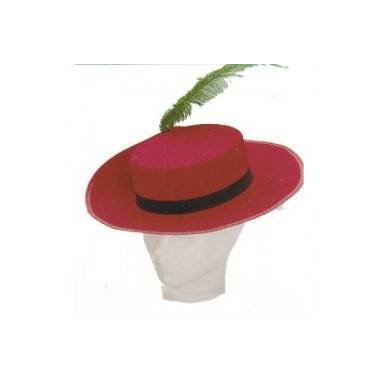 Sombrero Mosquetero Fieltro Rojo