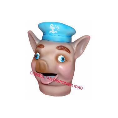 Cabezudo para Niño Cerdito Marinero Grande