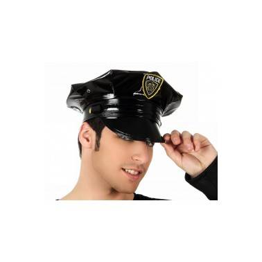 Sombrero Policia Polipiel Negro