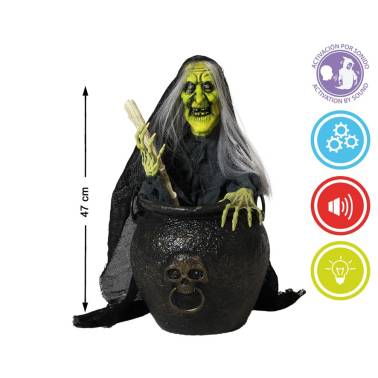 Bruja con Caldero, luz, sonido y movimiento