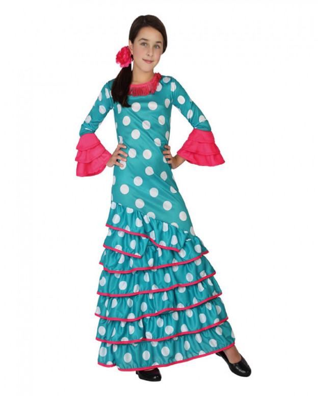 Comprar Disfraz de Flamenca Azul para niñas